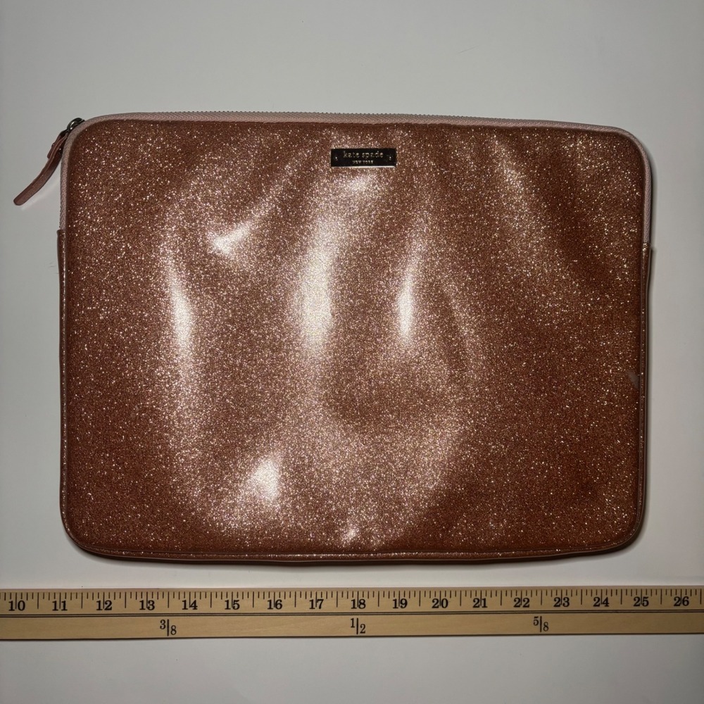 Kate Spade New York Rose Gold Glitter Laptop Sleeve Case 13-14 inch Zip Top
